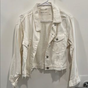 White denim distressed jacket